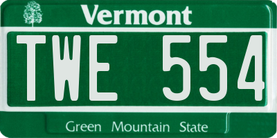 VT license plate TWE554