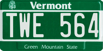 VT license plate TWE564