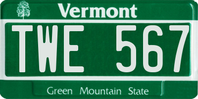 VT license plate TWE567