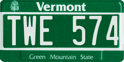 VT license plate TWE574