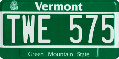 VT license plate TWE575