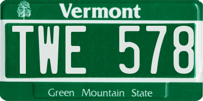 VT license plate TWE578