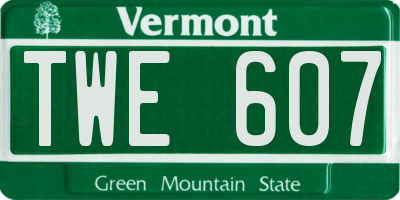 VT license plate TWE607