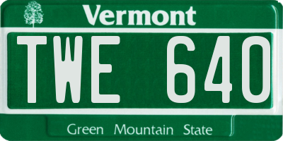 VT license plate TWE640