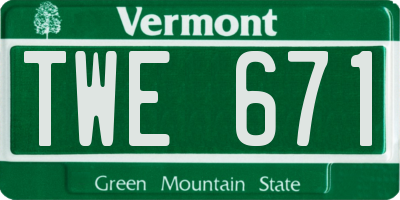 VT license plate TWE671