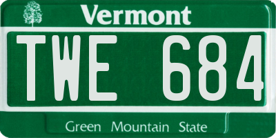 VT license plate TWE684