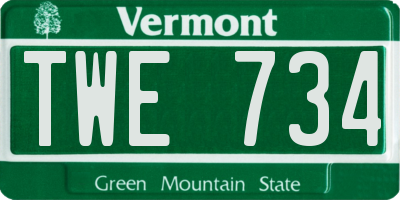 VT license plate TWE734