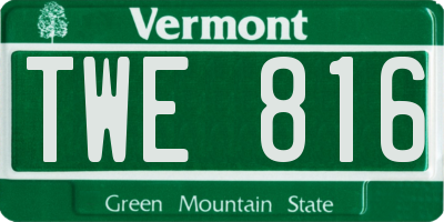 VT license plate TWE816