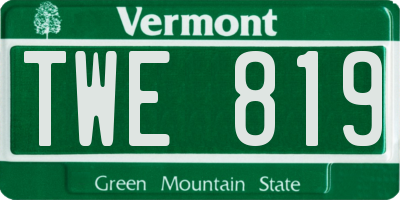 VT license plate TWE819
