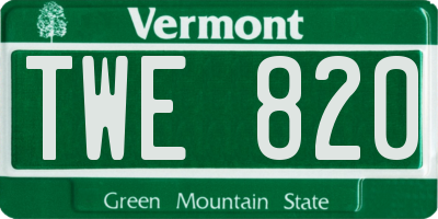 VT license plate TWE820