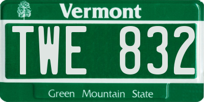 VT license plate TWE832