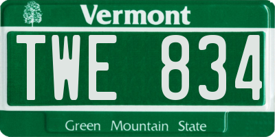 VT license plate TWE834