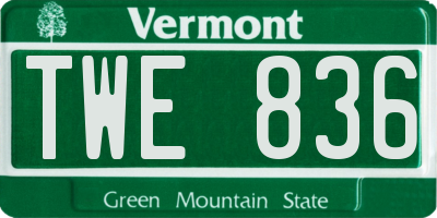 VT license plate TWE836
