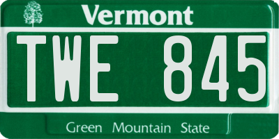 VT license plate TWE845