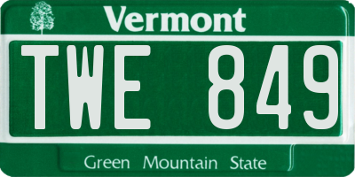 VT license plate TWE849