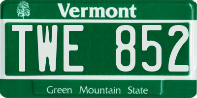 VT license plate TWE852