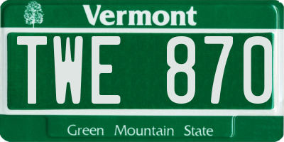 VT license plate TWE870