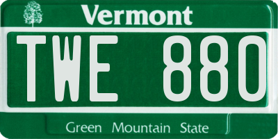 VT license plate TWE880