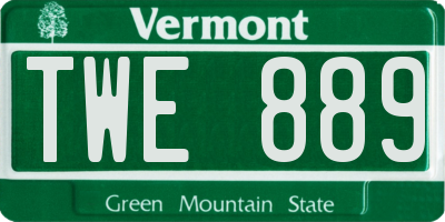 VT license plate TWE889