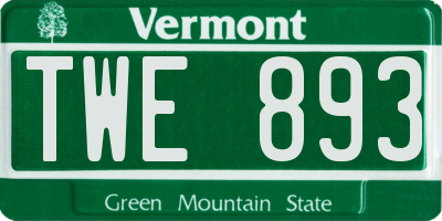 VT license plate TWE893