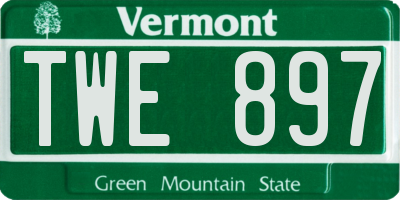 VT license plate TWE897