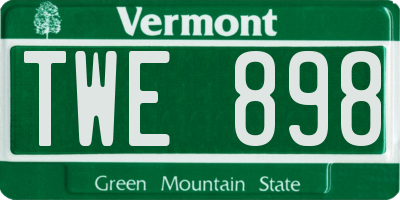 VT license plate TWE898