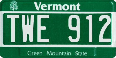 VT license plate TWE912