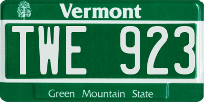 VT license plate TWE923