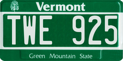 VT license plate TWE925