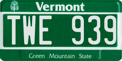 VT license plate TWE939