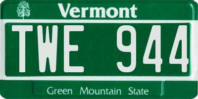 VT license plate TWE944