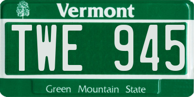 VT license plate TWE945