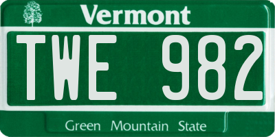 VT license plate TWE982