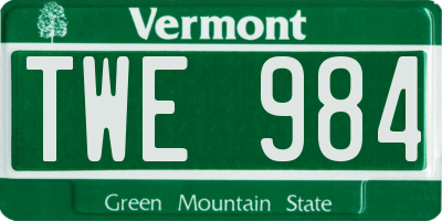 VT license plate TWE984