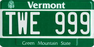 VT license plate TWE999