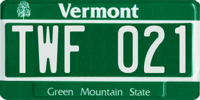 VT license plate TWF021