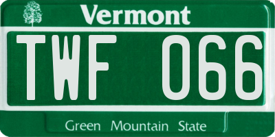 VT license plate TWF066