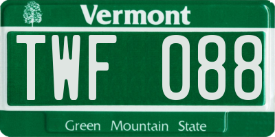 VT license plate TWF088