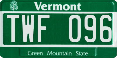 VT license plate TWF096