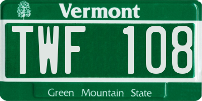 VT license plate TWF108