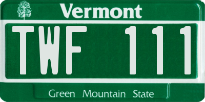 VT license plate TWF111