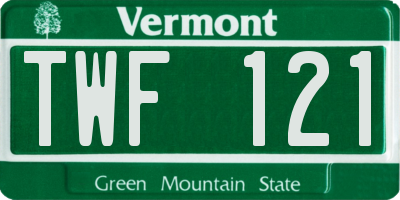 VT license plate TWF121