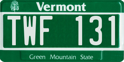 VT license plate TWF131