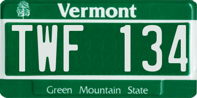 VT license plate TWF134