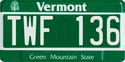 VT license plate TWF136