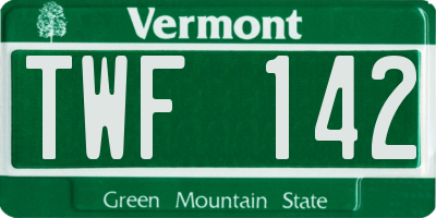 VT license plate TWF142