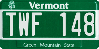 VT license plate TWF148