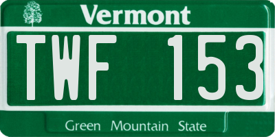 VT license plate TWF153