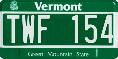 VT license plate TWF154