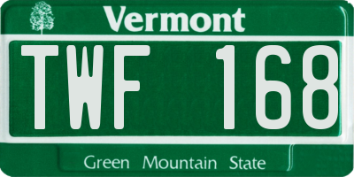 VT license plate TWF168